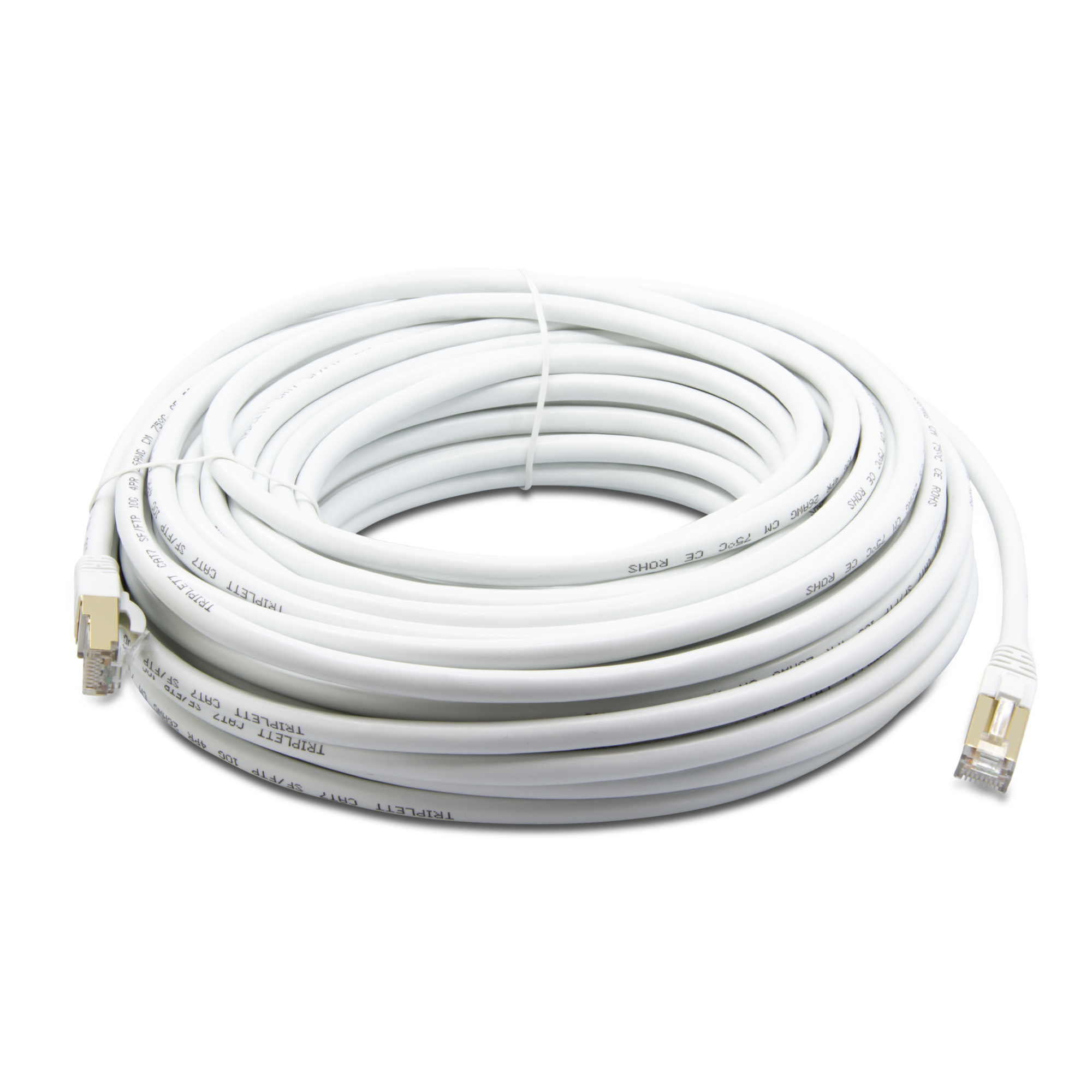 Triplett CAT7-75WH CAT 7 10GBPS Professional Grade, SF/FTP 26AWG, Stranded Patch Cable 75' White